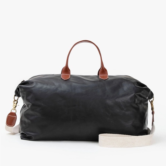 Clare V Weekender Black Leather Rustic Trim NWT - Picture 2 of 13